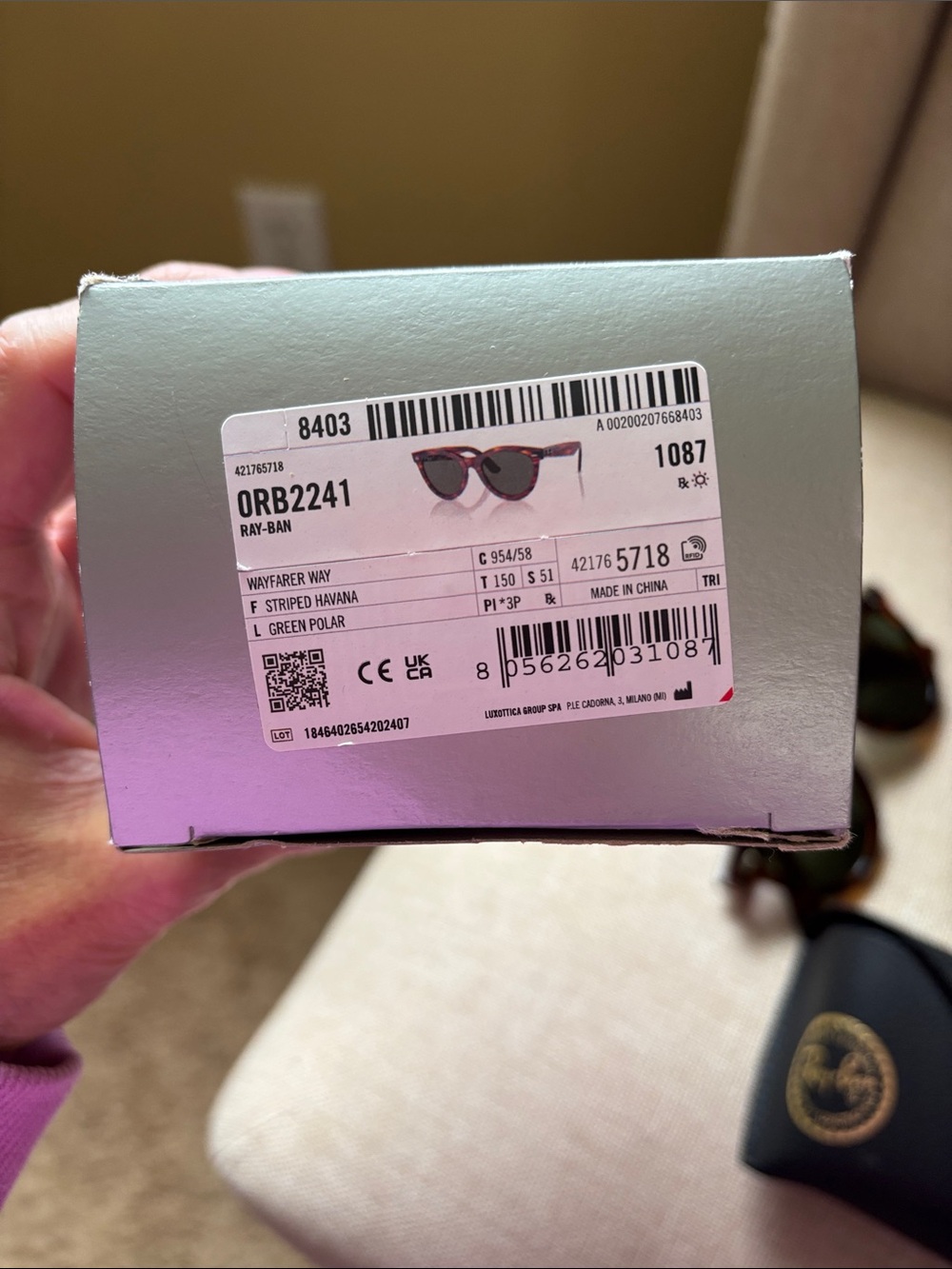 Ray-Ban Tortoiseshell Frame with Green Lenses (Wayfarer Way) - Picture 2 of 6